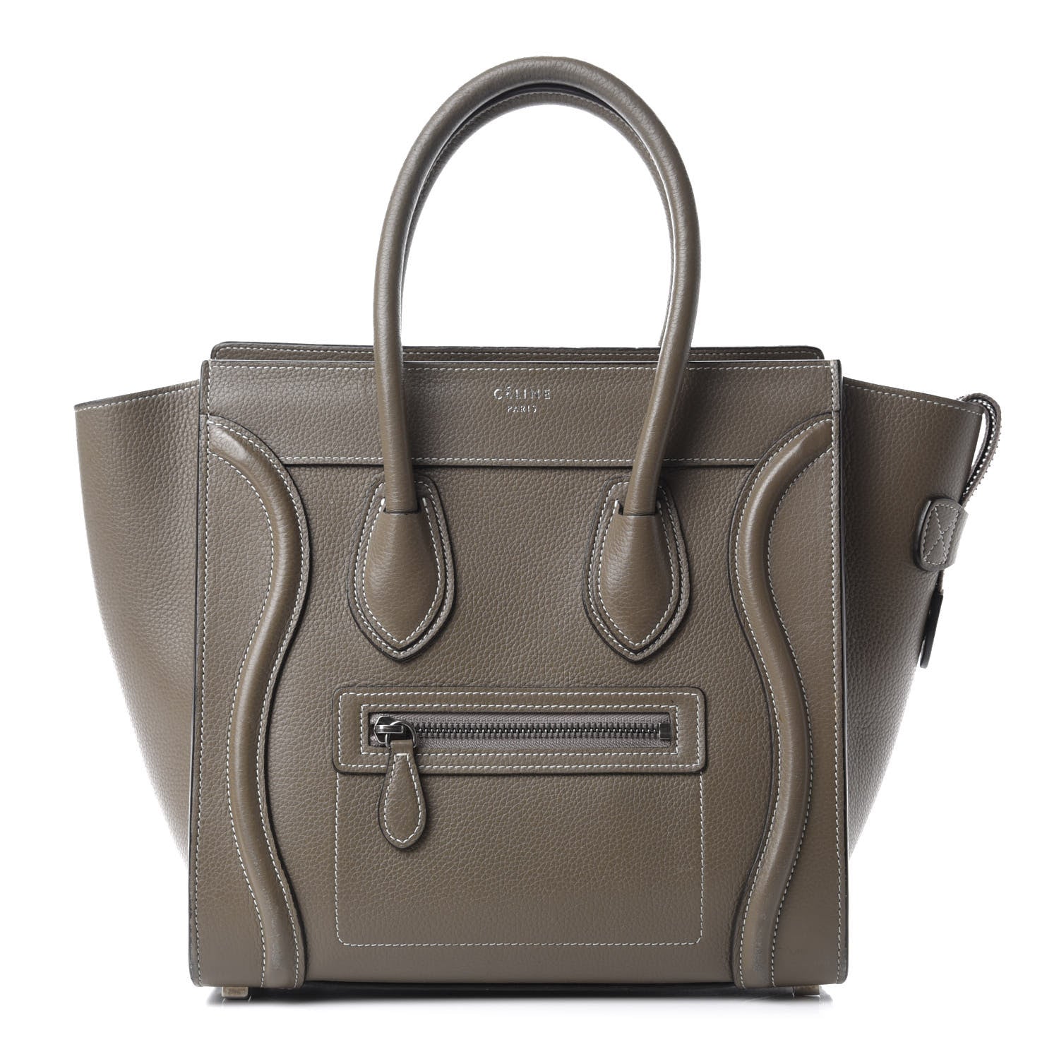 Celine Drummed Calfskin Micro Luggage Souris 1 of 9