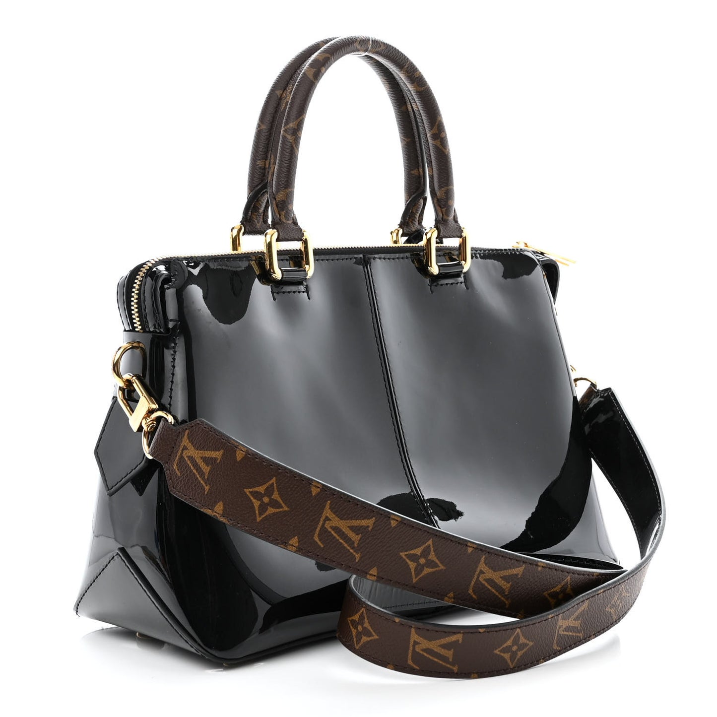 Patent Calfskin Miroir Tote Black