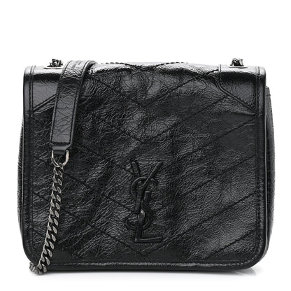 Saint Laurent Crinkled Calfskin Matelasse Monogram Niki Chain Wallet Black 1 of 12