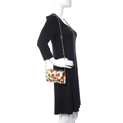 Gucci Calfskin Strawberry Print Mini Zumi Shoulder Bag Ivory Red 2 of 11