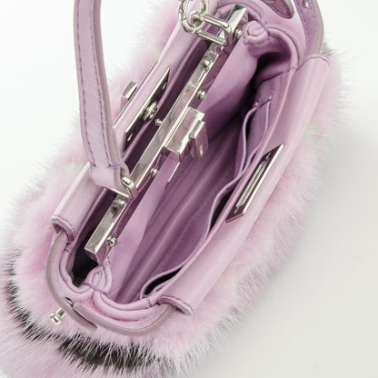 Fendi Mink Fur Shiny Nappa Chess Print Micro Peekaboo Iconic Satchel Lavanda Multicolor 5 of 6