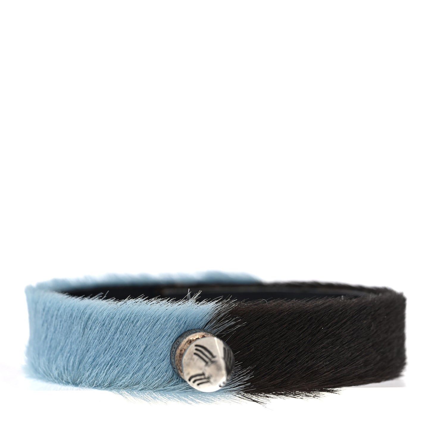 Sterling Silver Calf Hair Spike Bracelet Blue Black