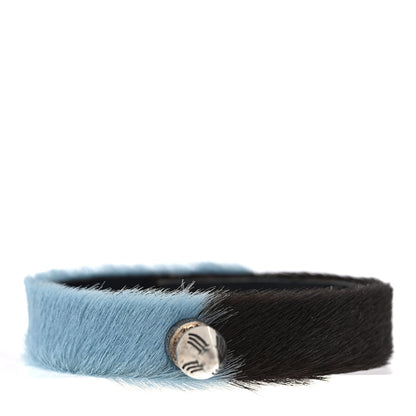 Chrome Hearts Sterling Silver Calf Hair Spike Bracelet Blue Black 1 of 4