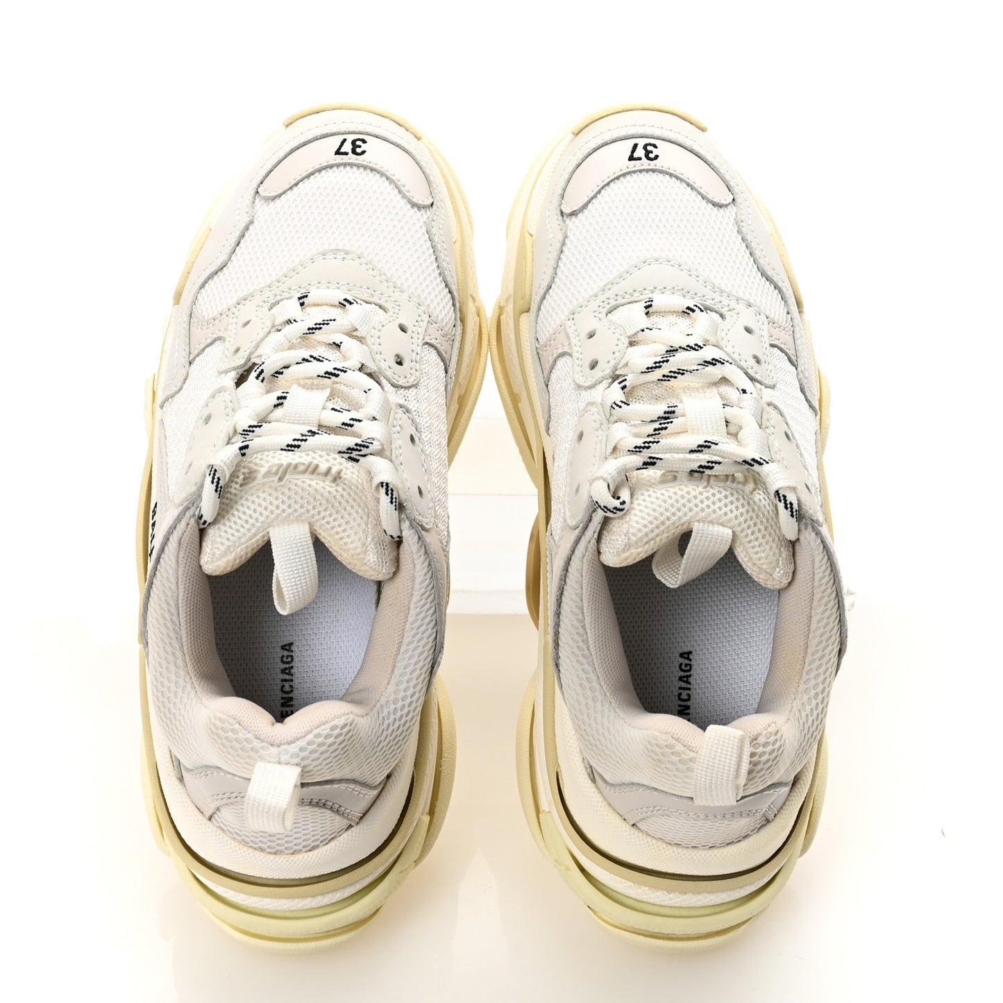 Fabric Mesh Womens Triple S Sneakers 37 White