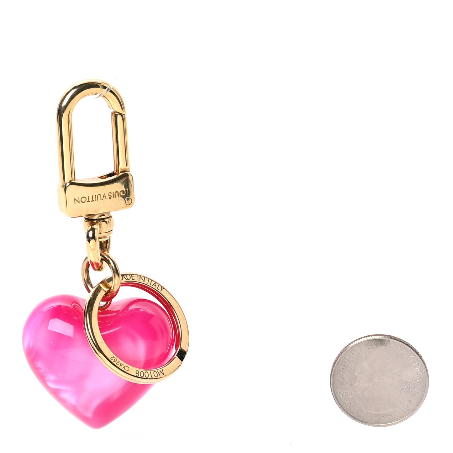 LV Heart Bag Charm Key Holder Pink