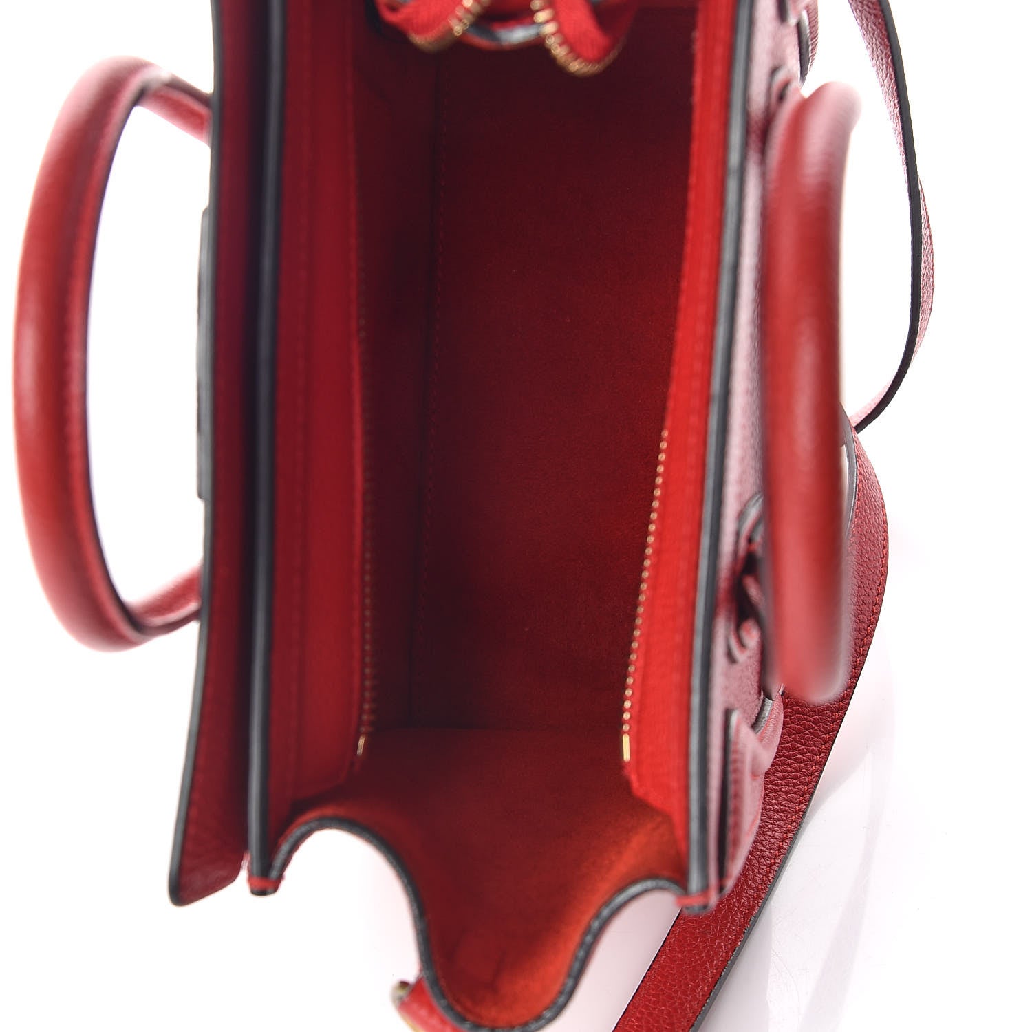 Celine Drummed Calfskin Nano Luggage Red 7 of 13
