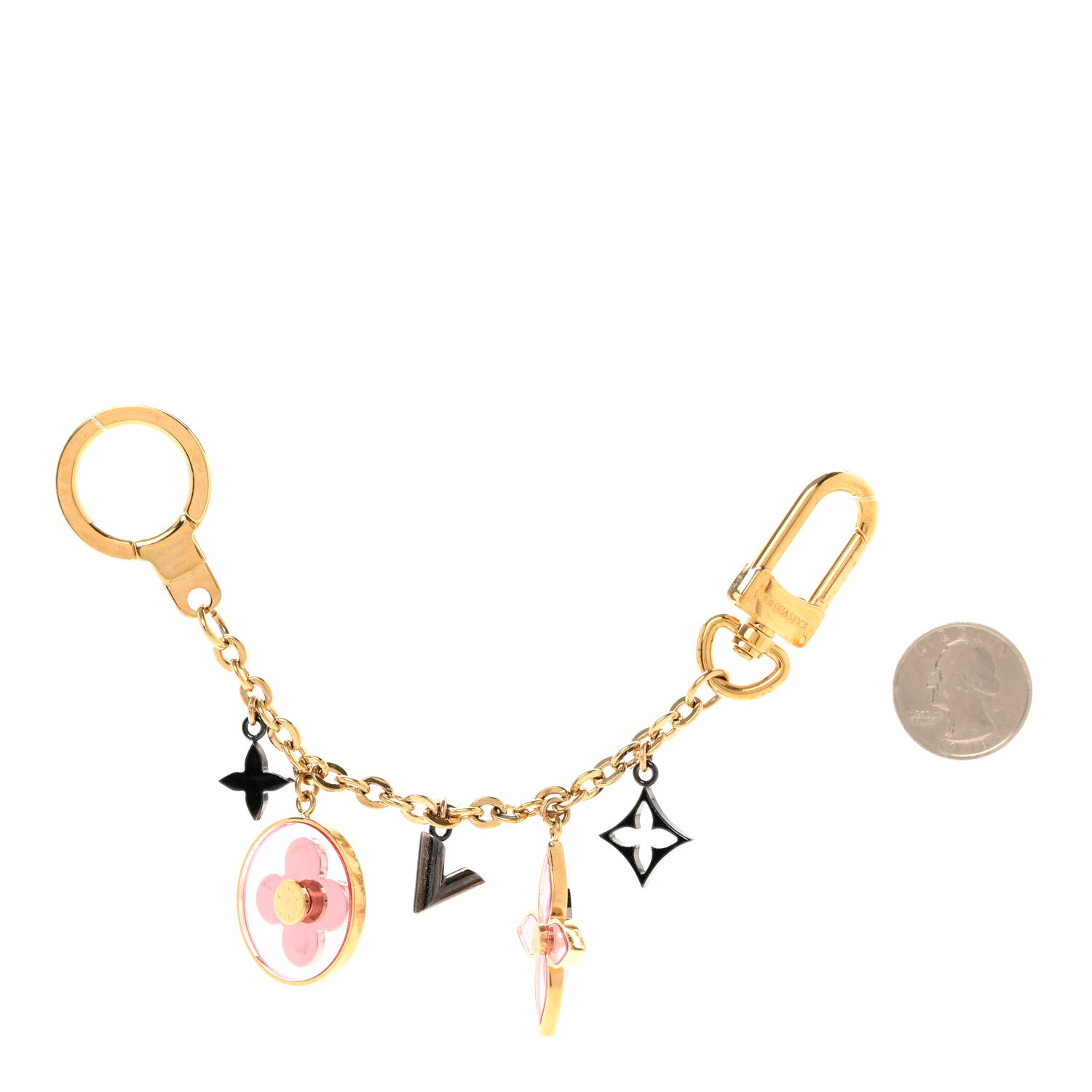 Louis Vuitton Brass Monogram Blooming Flowers Bag Charm Key Holder Rose Ballerine 2 of 3