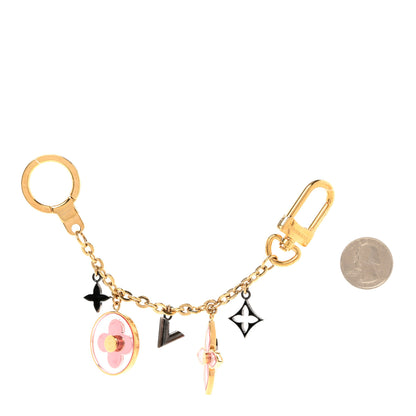 Louis Vuitton Brass Monogram Blooming Flowers Bag Charm Key Holder Rose Ballerine 2 of 3