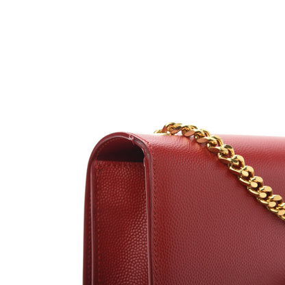 Saint Laurent Grain De Poudre Small Monogram Kate Satchel Red 10 of 12