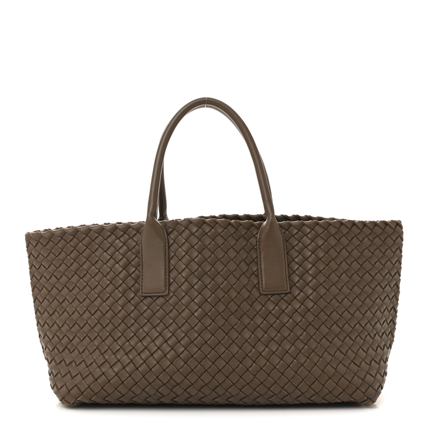 Bottega Veneta Lambskin Intreccio Small Cabat Taupe 1 of 14
