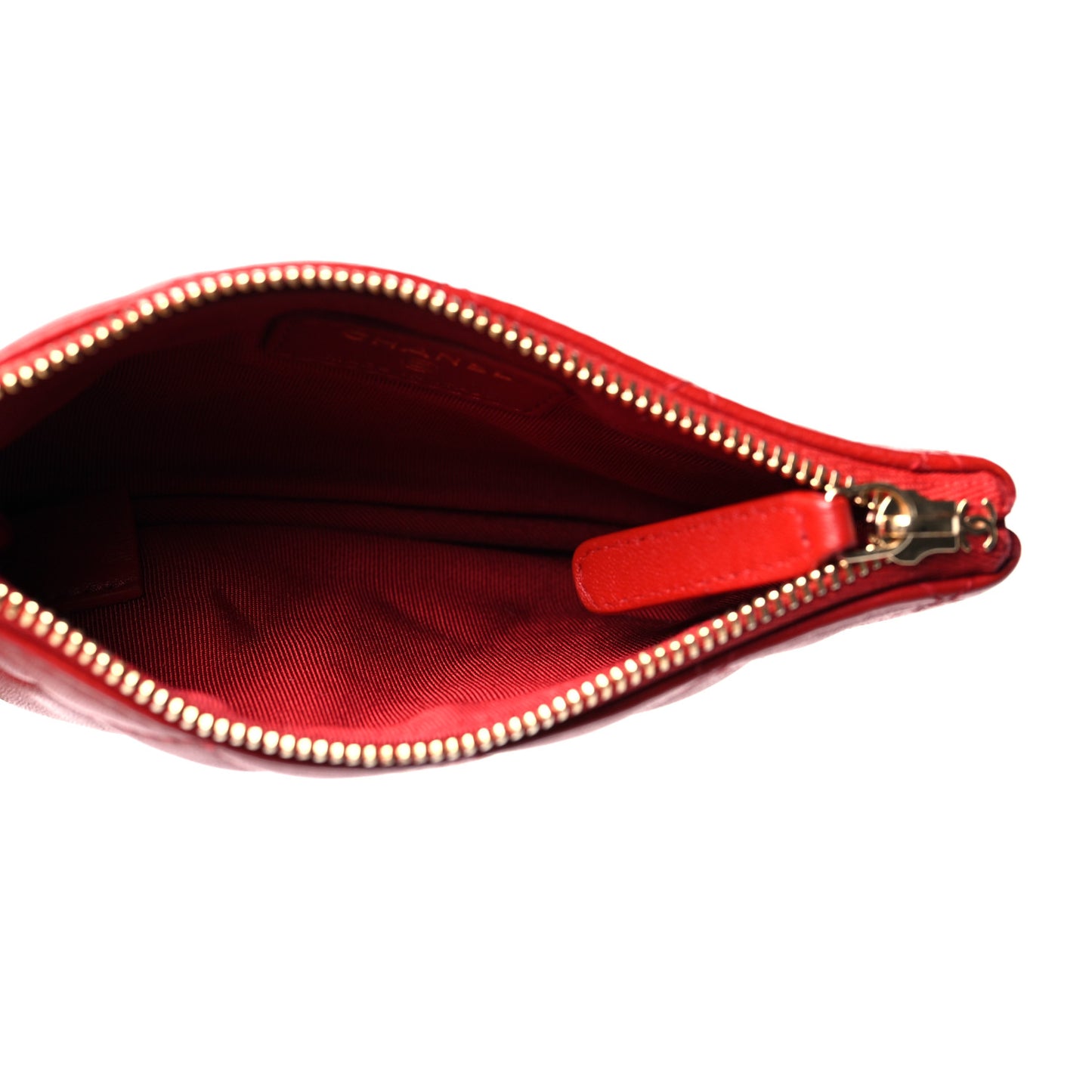 Lambskin Quilted Small Cosmetic Case Red