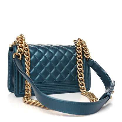 Chanel Metallic Calfskin Quilted Small Boy Flap Blue 3 of 10
