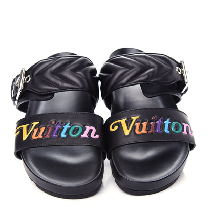 Louis Vuitton Calfskin New Wave Bom Dia Mule Sandals 36 Black 5 of 11