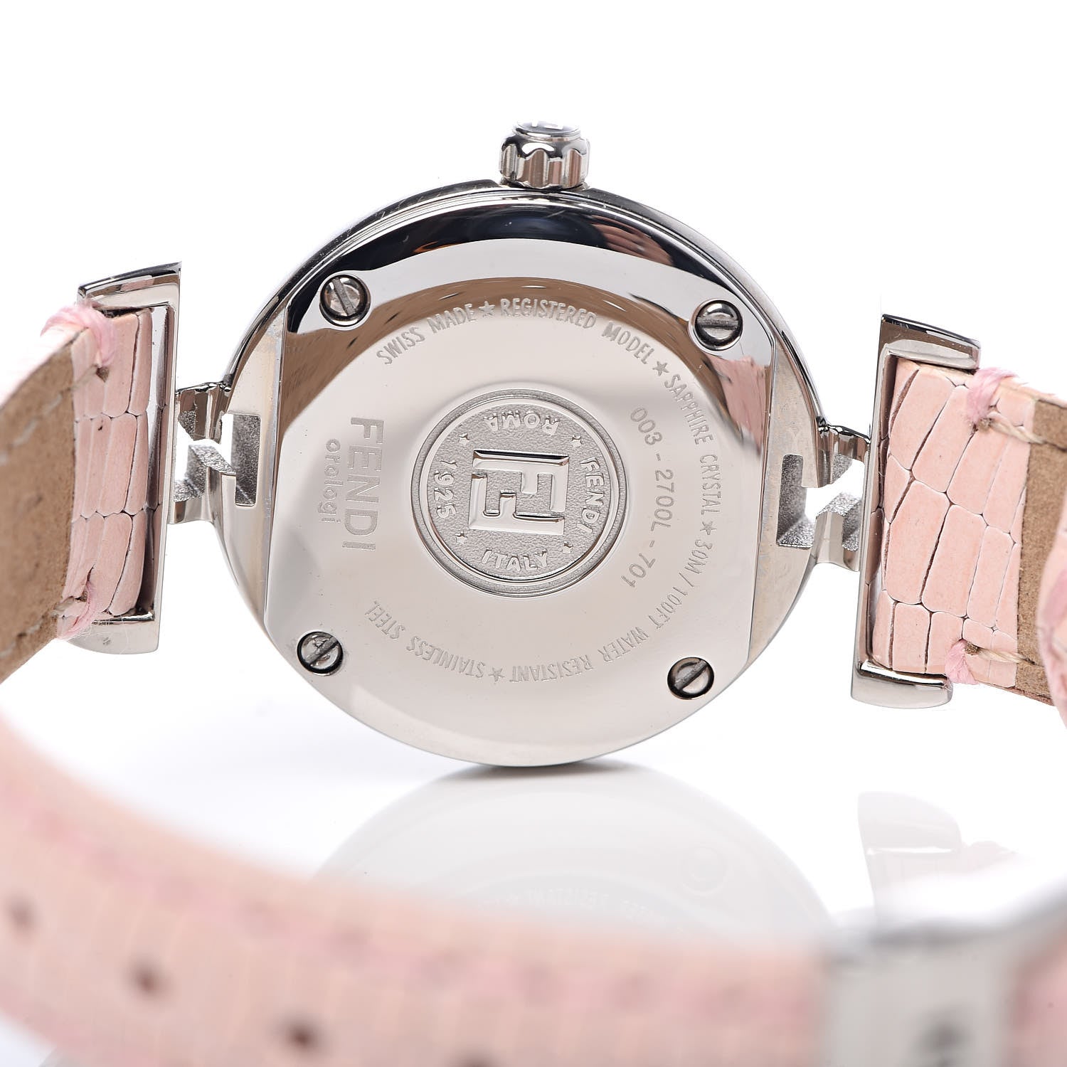 Fendi Stainless Steel Calfskin Diamond Pink Mother of Pearl 23mm Moda Quartz Watch 5 of 9