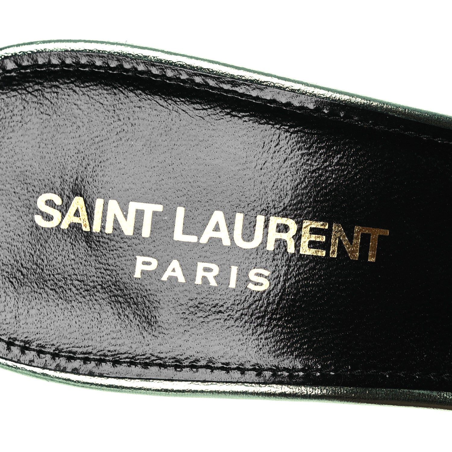 Saint Laurent Metallic Nappa La 16 Mule Sandals 40 Green 8 of 14