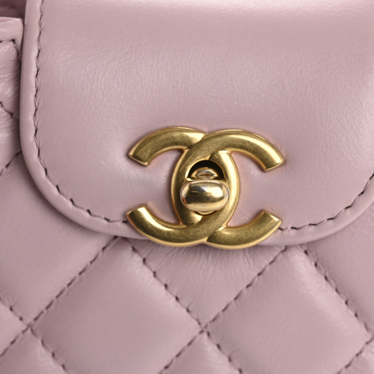 Shiny Aged Calfskin Quilted Mini Nano Kelly Shopper Light Pink