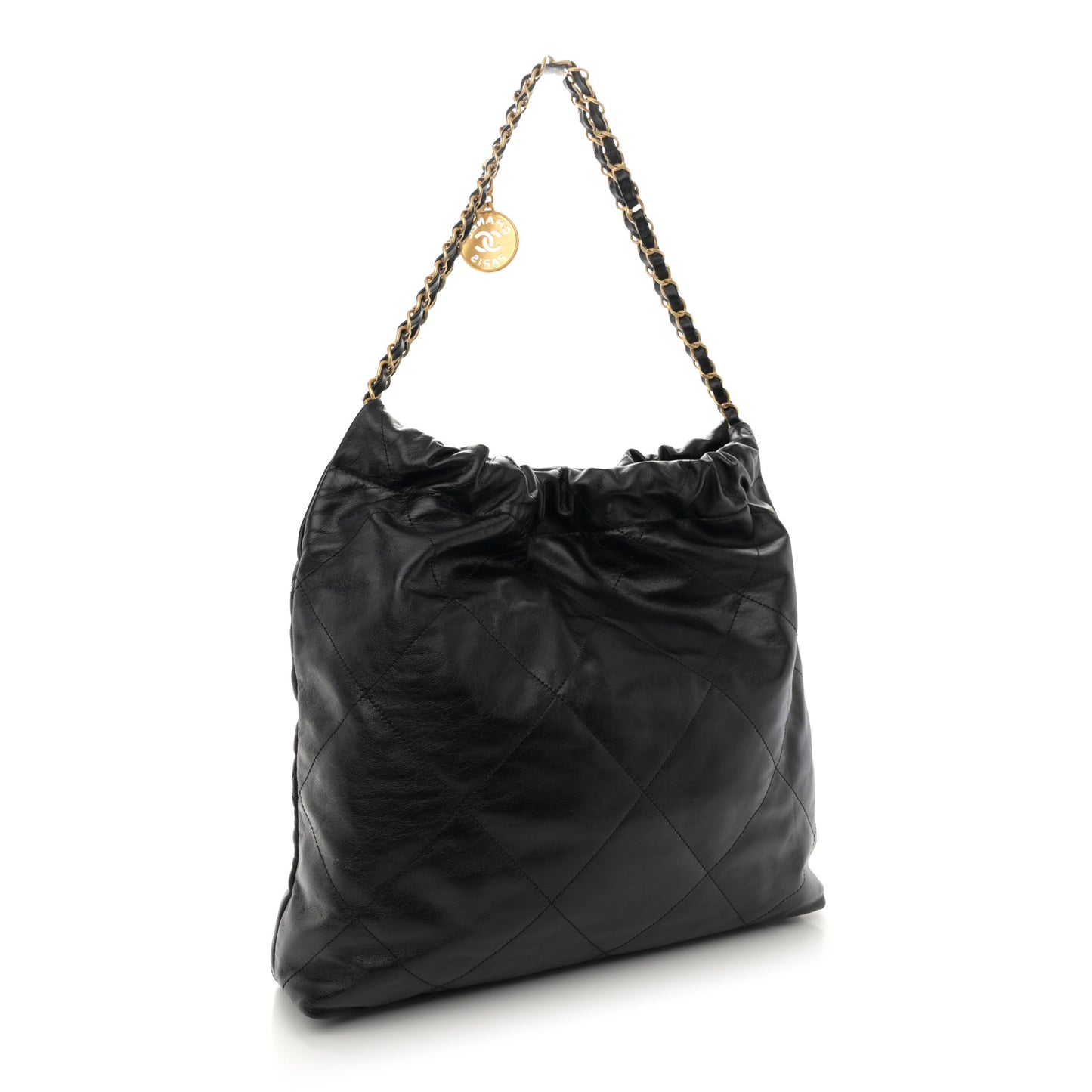 Shiny Calfskin Quilted Chanel 22 Black