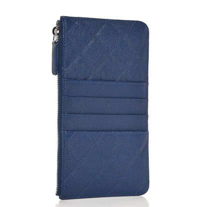 Chanel Caviar Quilted Classic Flat Wallet Pouch Blue 3 of 8