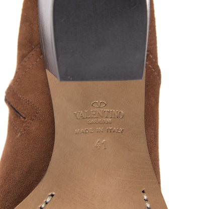 Valentino Garavani Suede Rockstud Double Buckle 50mm Cowboy Ankle Boots 41 Selleria 6 of 10