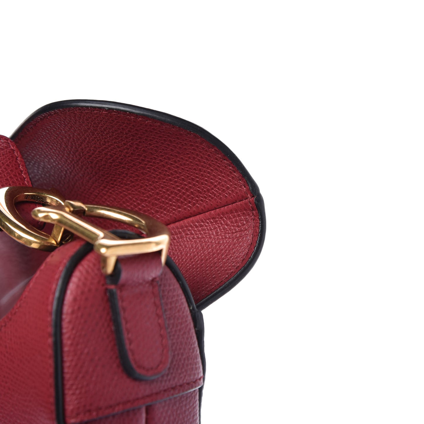 Grained Calfskin Mini Saddle Bag Red