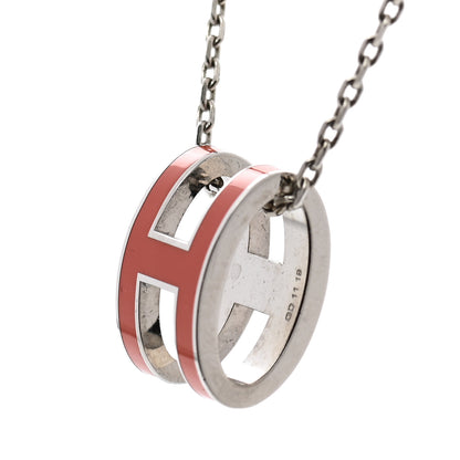 Hermes Lacquered Rose Gold Pop H Pendant Necklace Orange Fonce 5 of 7