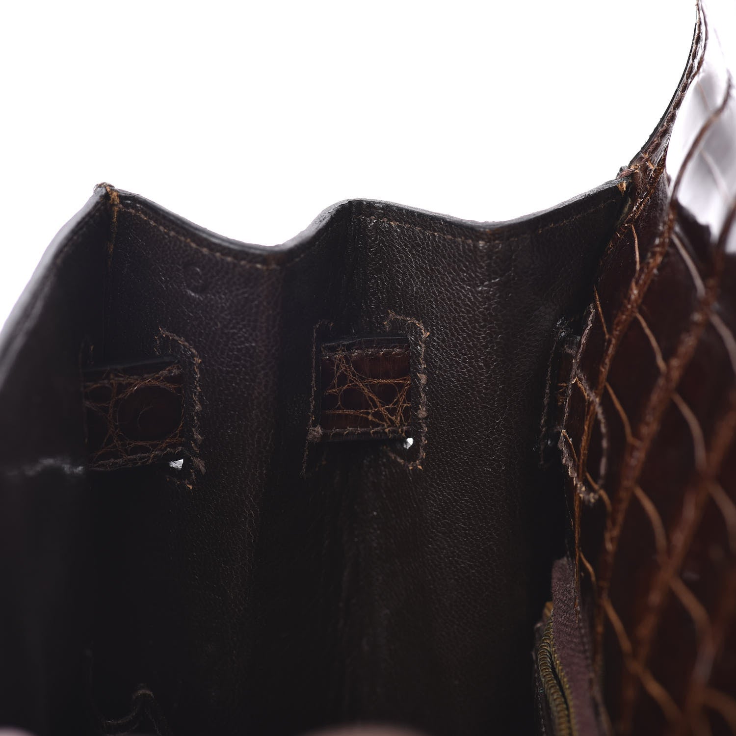 Hermes Shiny Niloticus Crocodile Kelly Sellier 32 Havane 20 of 30