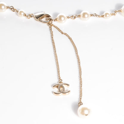 Chanel Crystal Pearl CC Long Necklace Gold 4 of 6