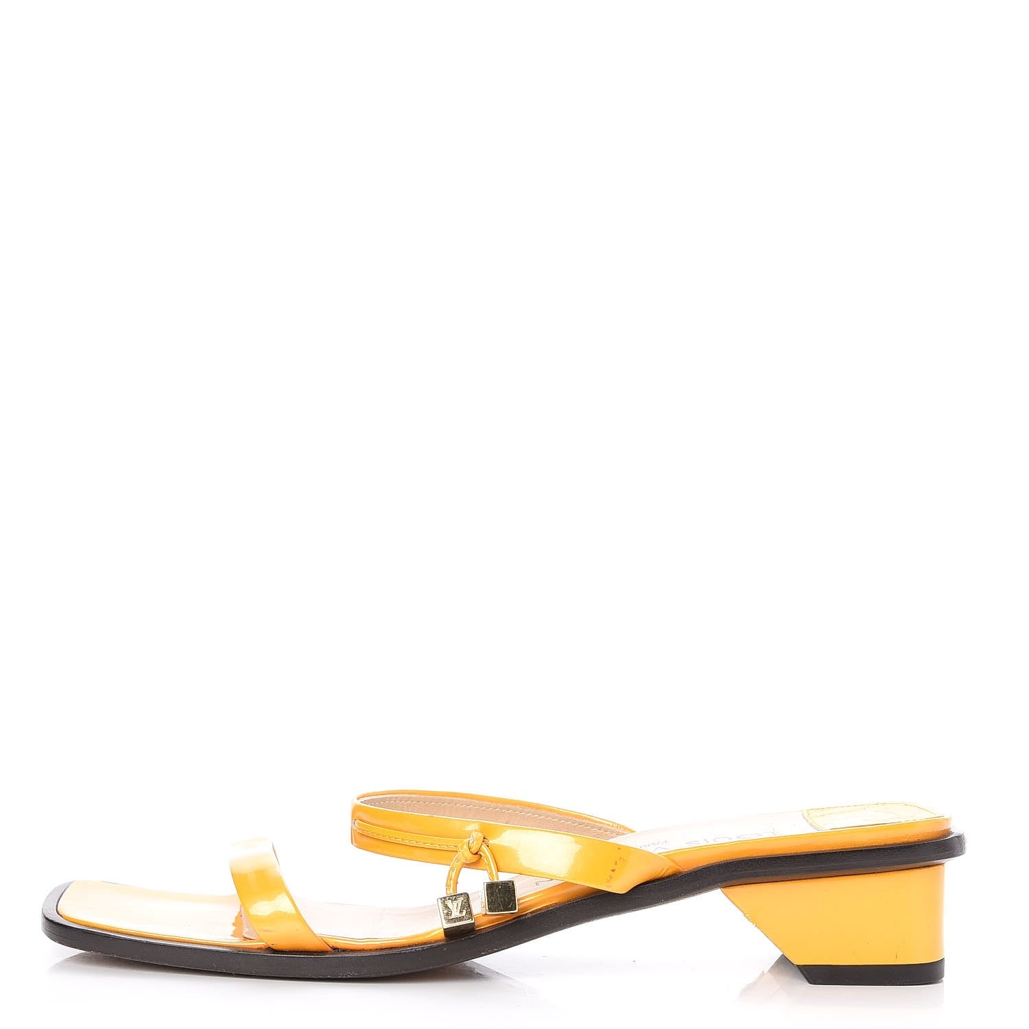 Louis Vuitton Patent Leather Bow Strappy Sandals Heels 37.5 Yellow 1 of 12