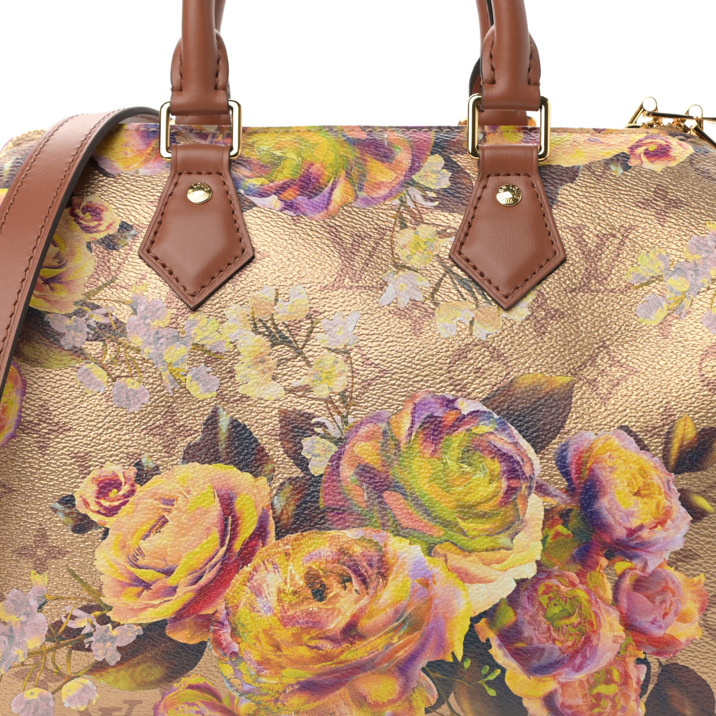 Metallic Monogram LV Garden Speedy Bandouliere 25 Gold