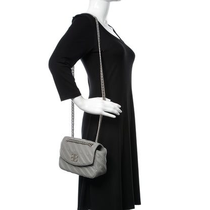 Balenciaga Calfskin Logo Matelasse S BB Round Shoulder Bag Gris Haussmannien 2 of 9