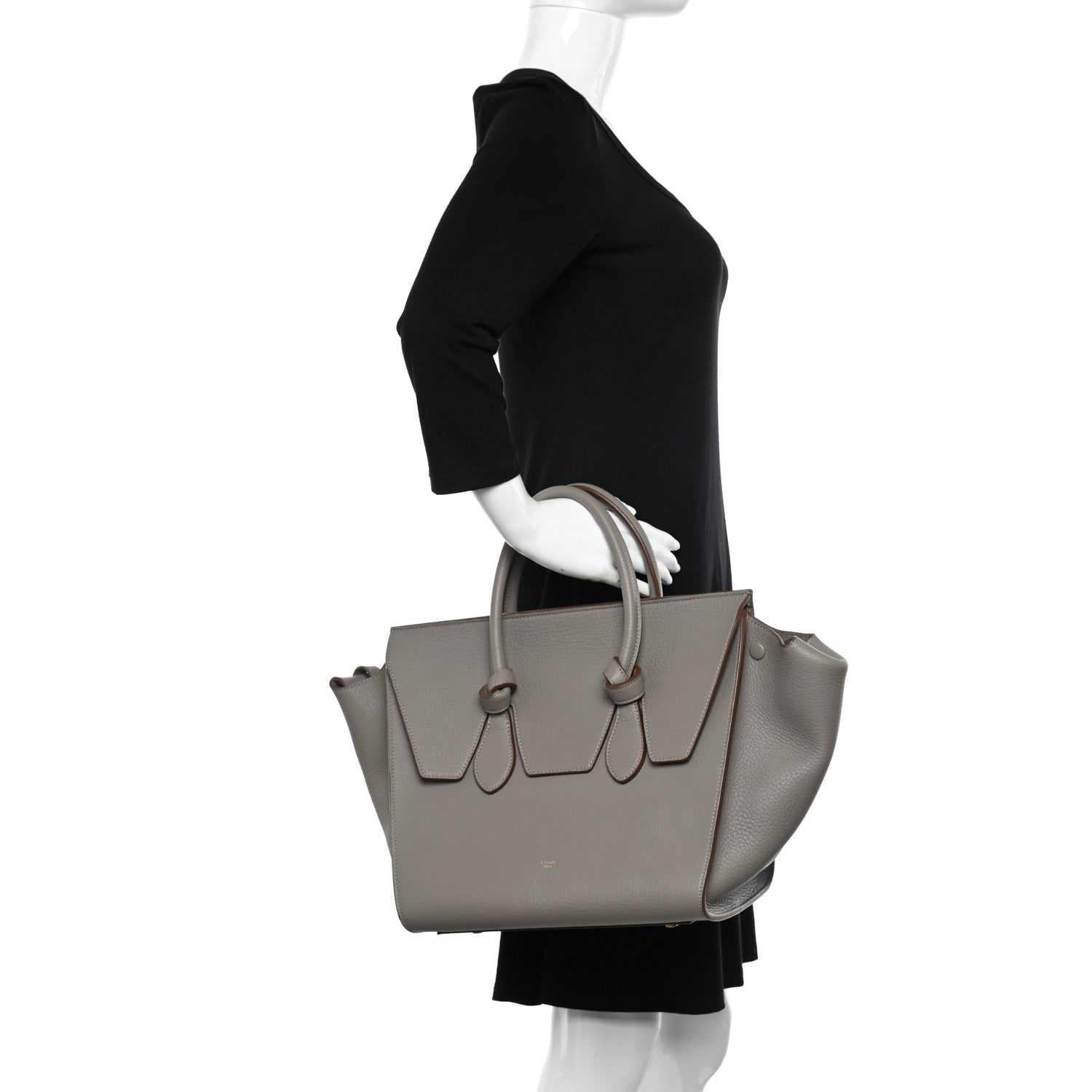 Celine Crisped Calfskin Small Tie Knot Tote Medium Grey 2 of 11