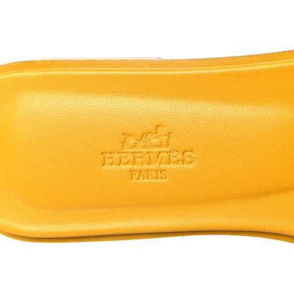 Hermes Calfskin Oran Sandals 37 Jaune Citron 7 of 8