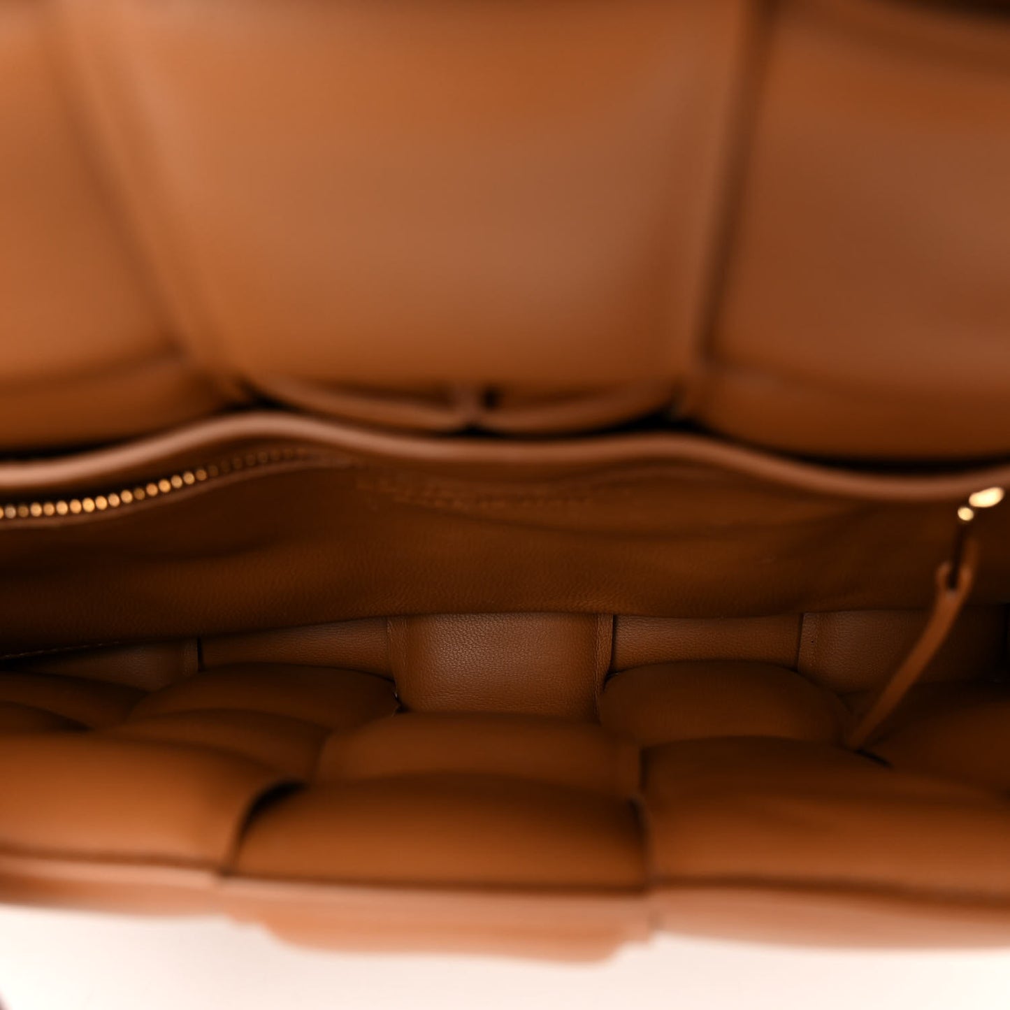 Nappa Maxi Intreccio Padded Cassette Crossbody Bag Caramel