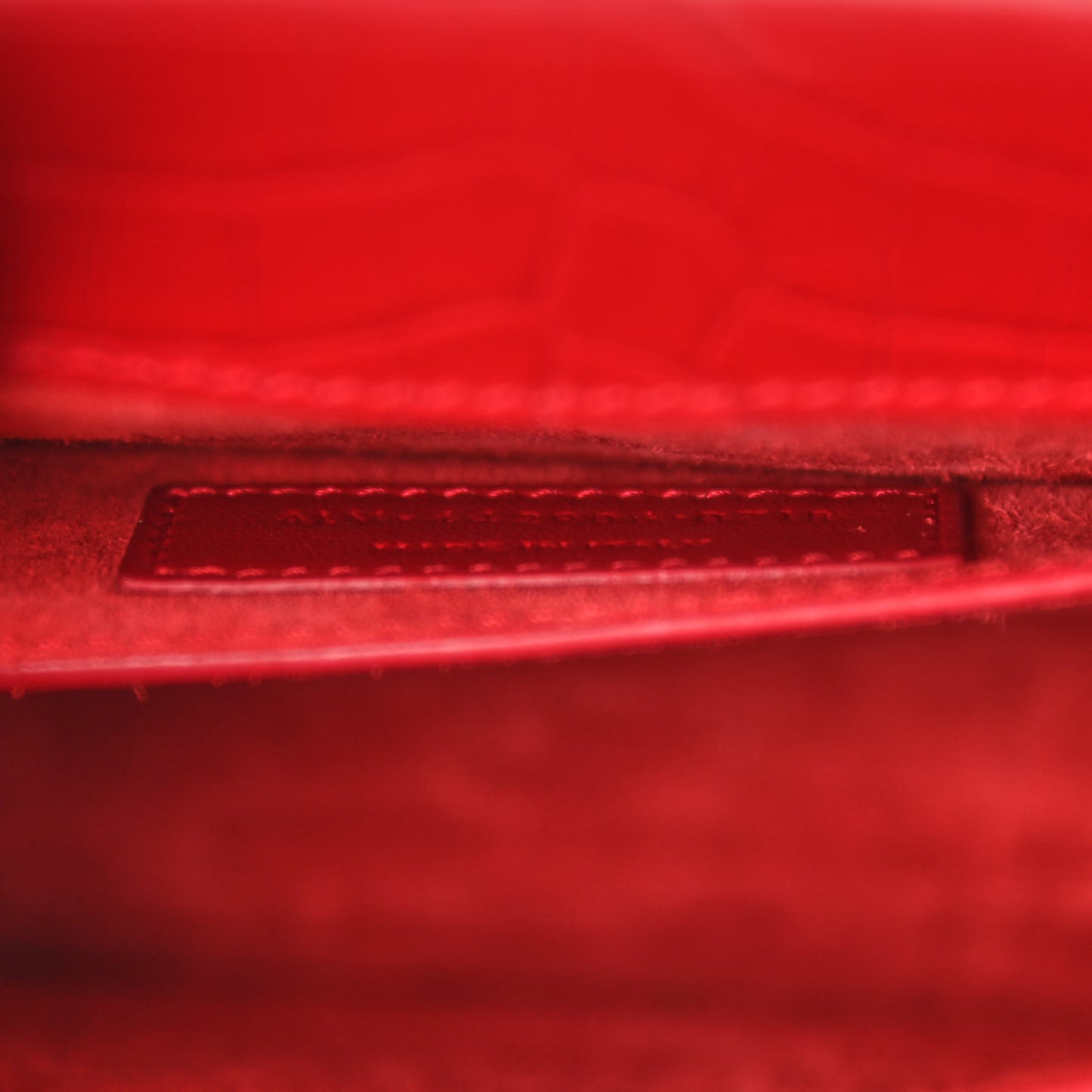 Calfskin Crocodile Embossed Medium Monogram Sunset Rouge Eros
