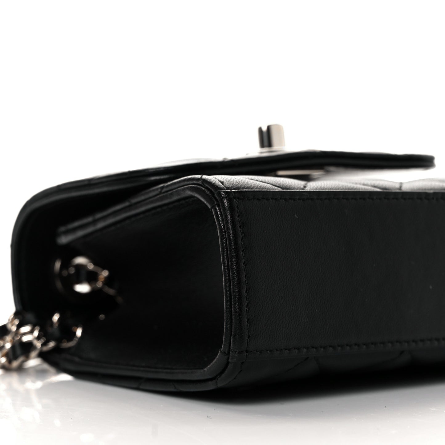 Lambskin Quilted Mini Trendy CC Chain Wallet Black