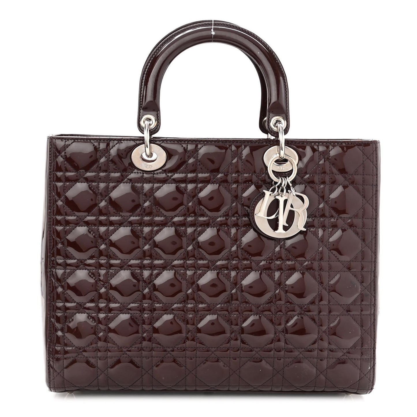 Patent Cannage Large Lady Dior Burgundy