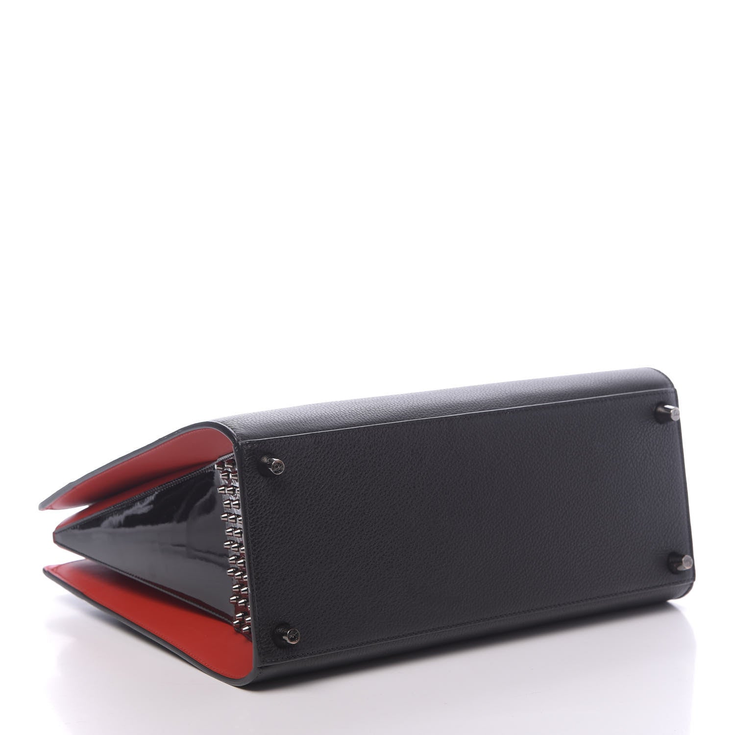 Christian Louboutin Calfskin Patent Studded Large Paloma Black 4 of 14