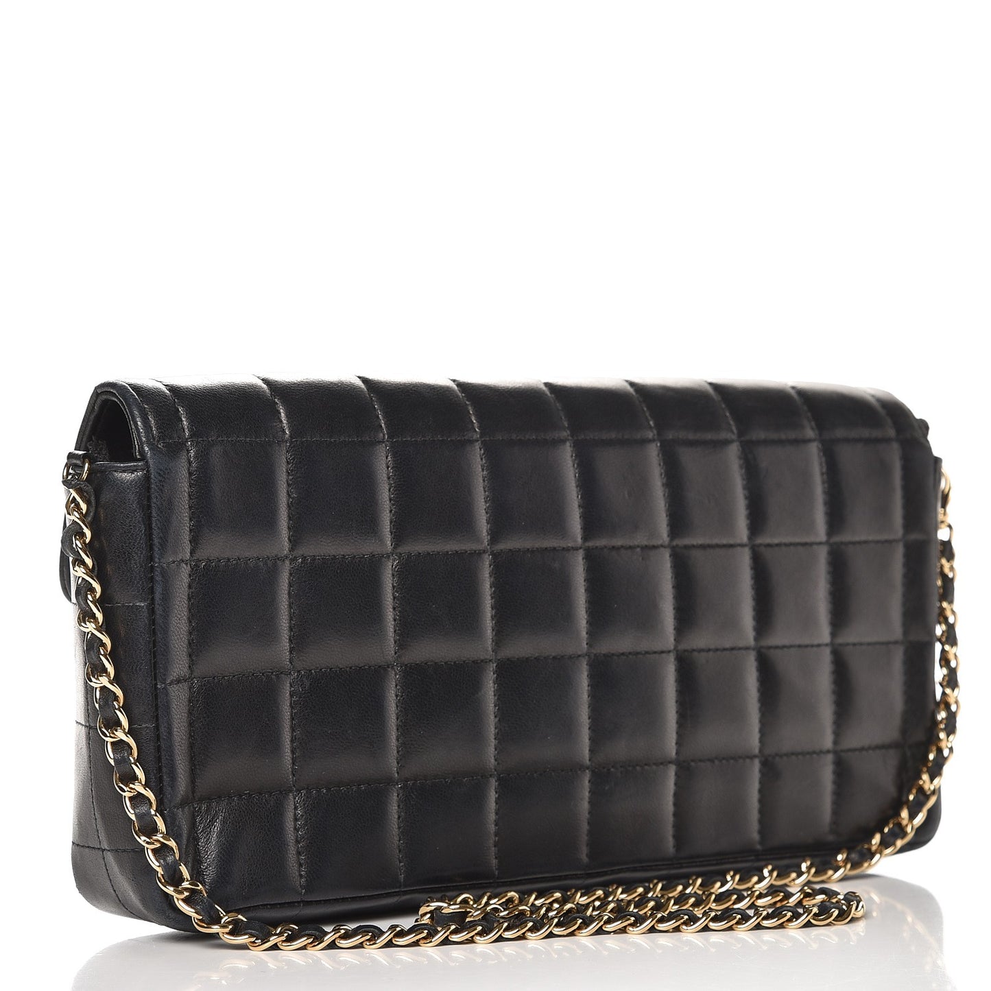 Lambskin East West Chocolate Bar Flap Black