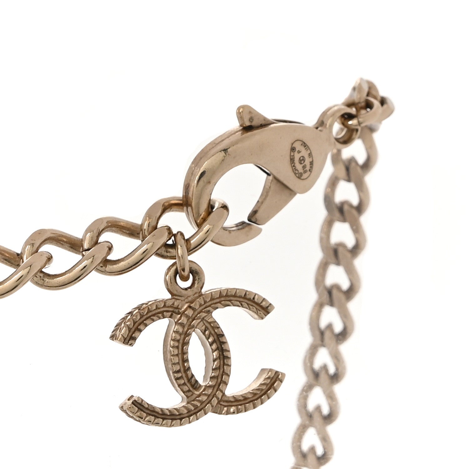 Chanel Metal Lambskin Chain CC Heart Necklace Pink Red Gold 4 of 5