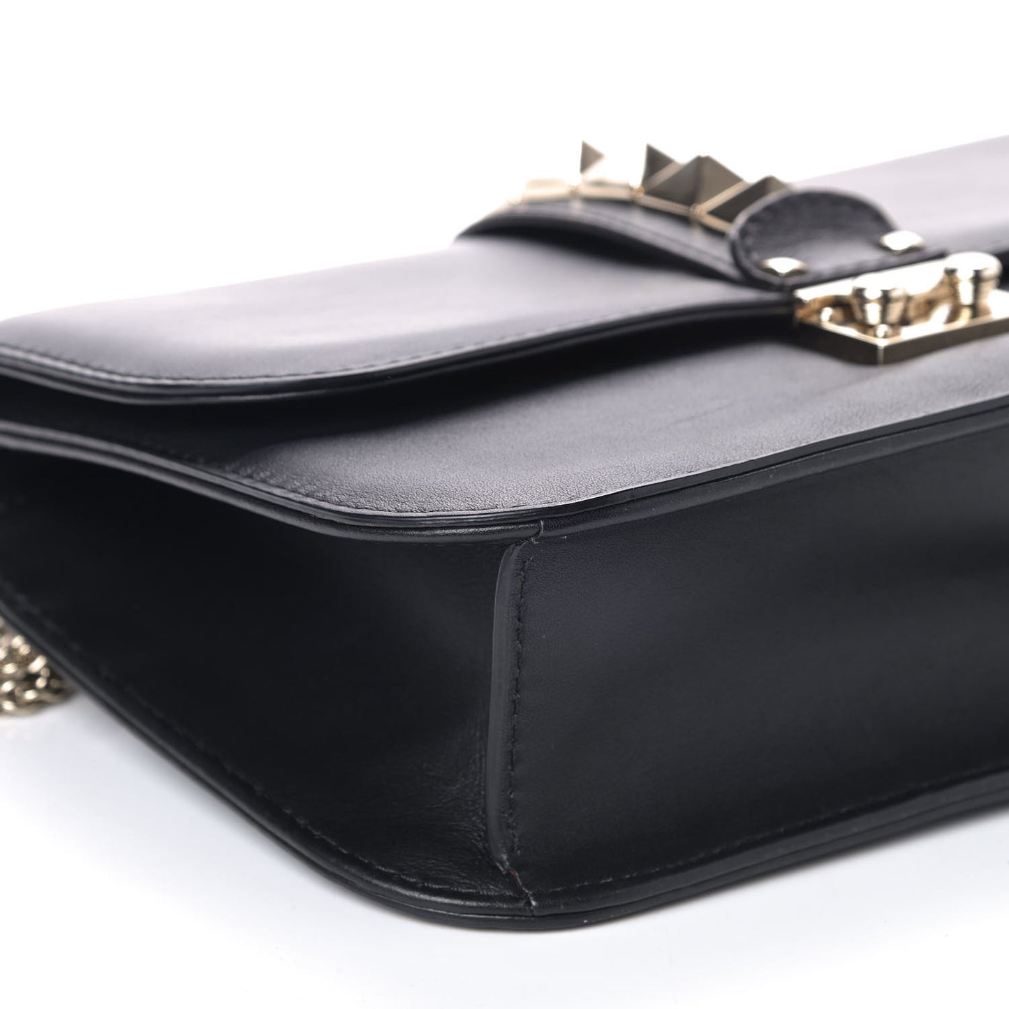 Vitello Medium Glam Lock Rockstud Flap Black