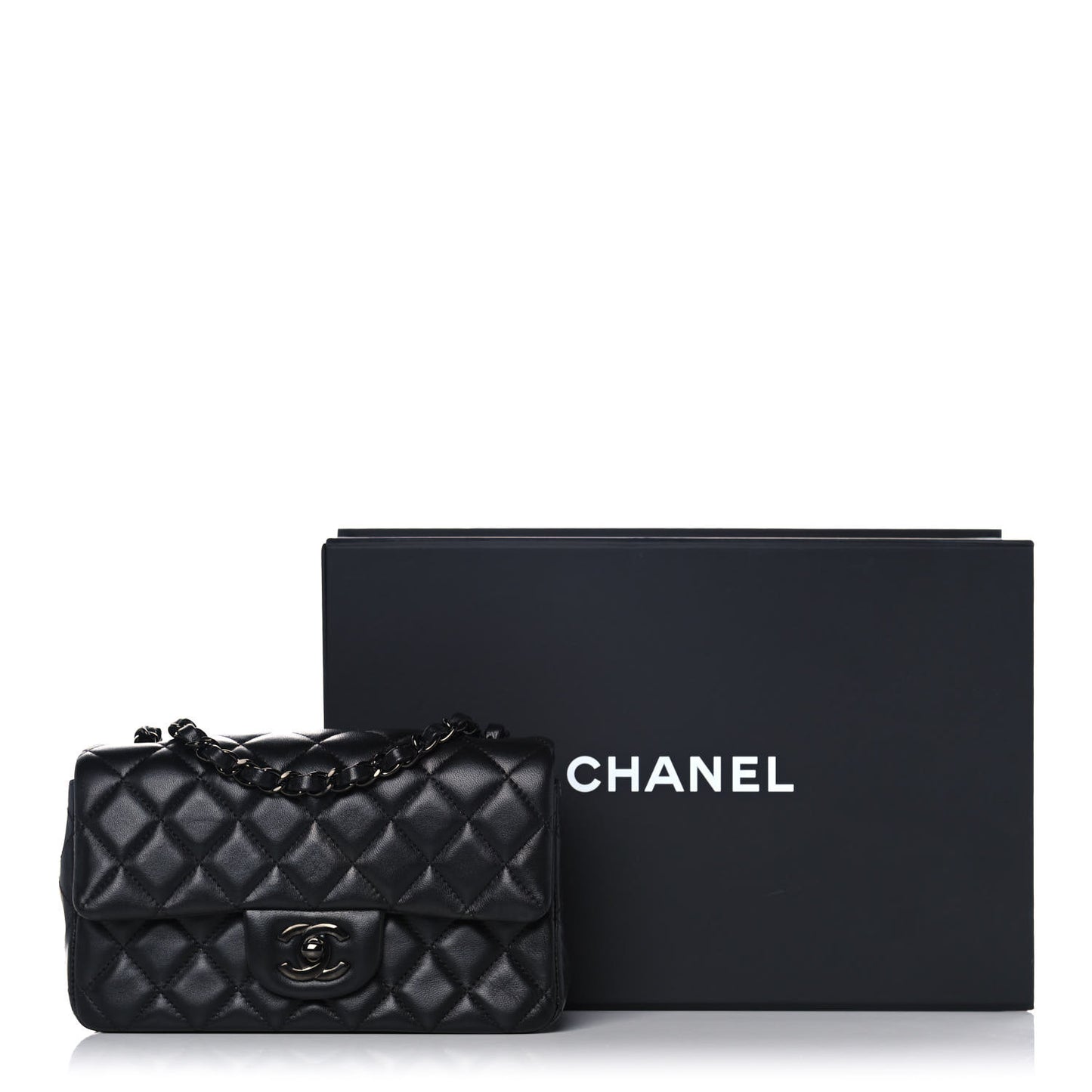 Lambskin Quilted Mini Rectangular Flap So Black