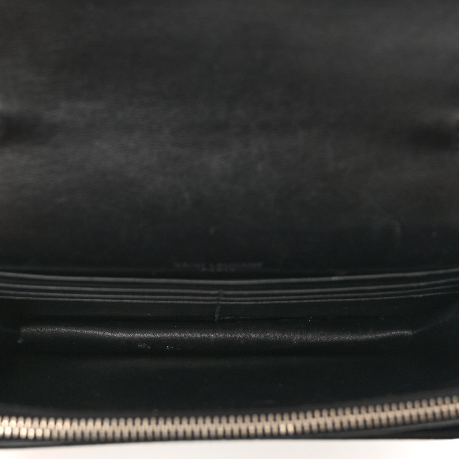 Saint Laurent Calfskin Crocodile Embossed Monogram Sunset Top Handle Chain Wallet Black 6 of 12