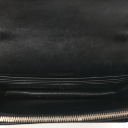 Saint Laurent Calfskin Crocodile Embossed Monogram Sunset Top Handle Chain Wallet Black 6 of 12