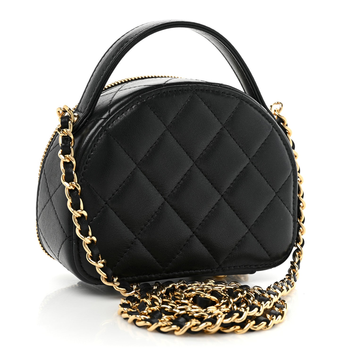 Chanel Lambskin Quilted Mini Chic Riviera Top Handle Vanity Case Black 3 of 9