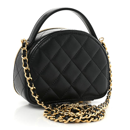 Chanel Lambskin Quilted Mini Chic Riviera Top Handle Vanity Case Black 3 of 9