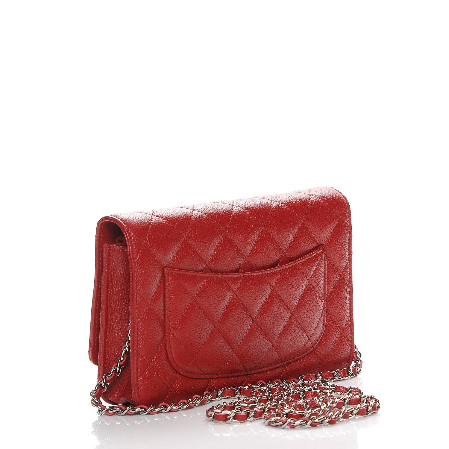 Chanel Caviar Quilted Wallet On Chain WOC Red 3 of 9