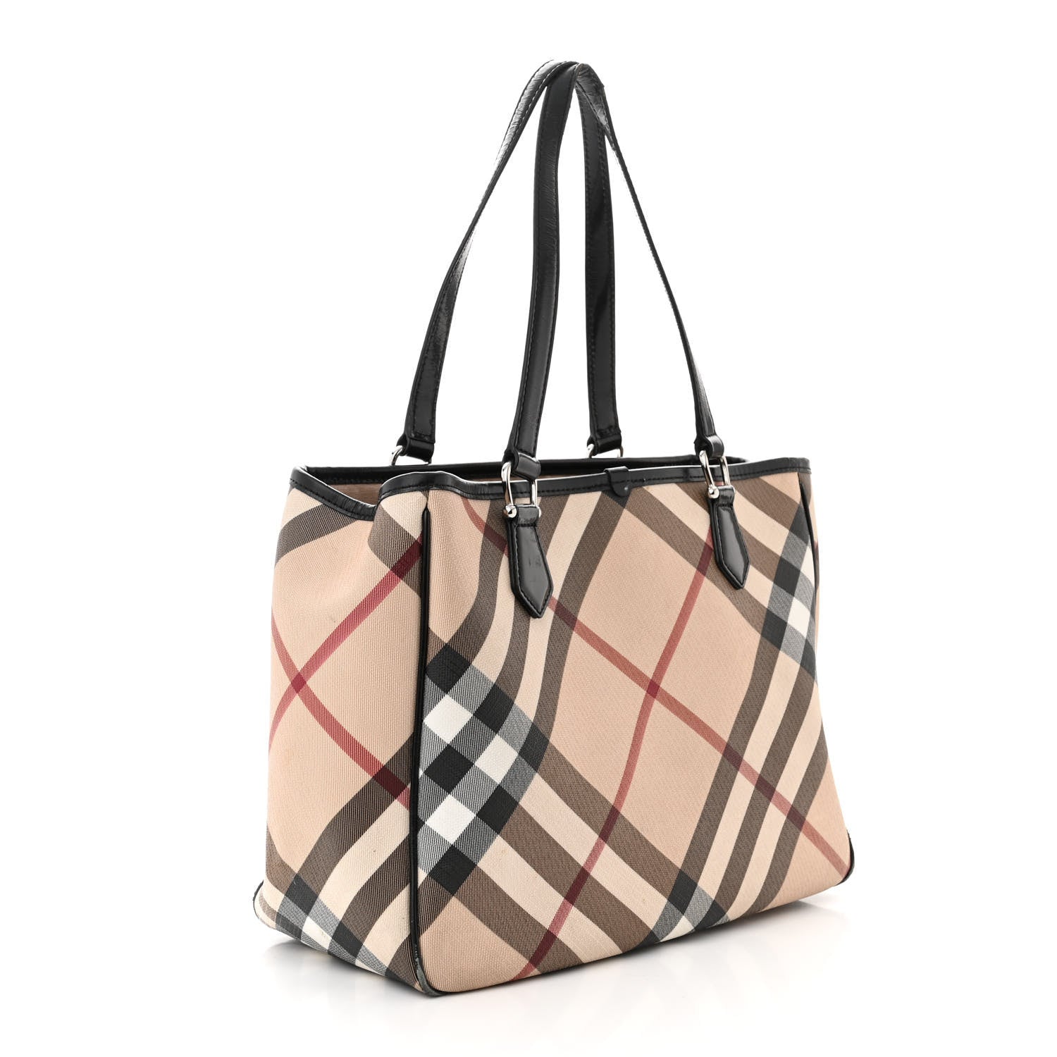 Burberry Patent Trim Nova Check Tote Black 3 of 22