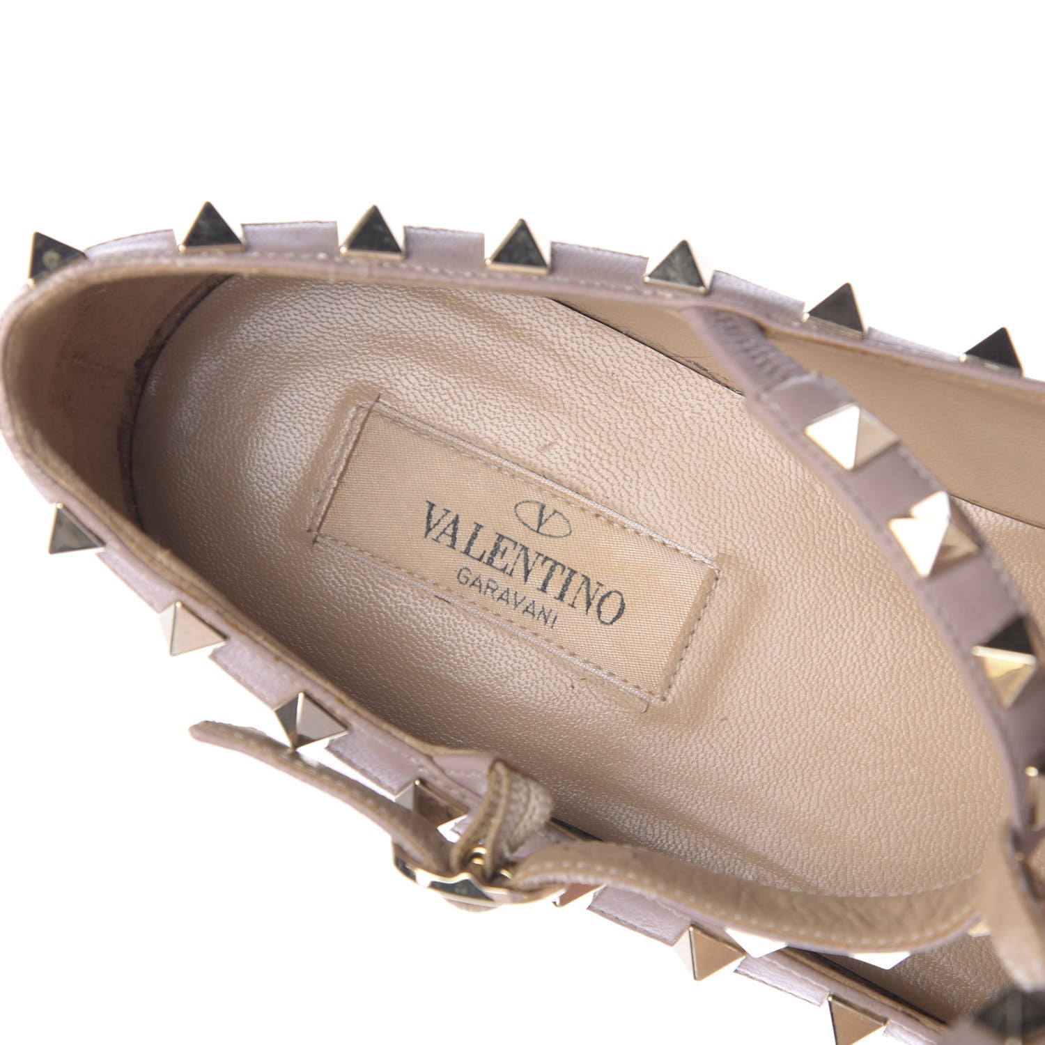 Valentino Garavani Patent Rockstud Cage Ballerina Flats 40 Ivory Poudre 7 of 11