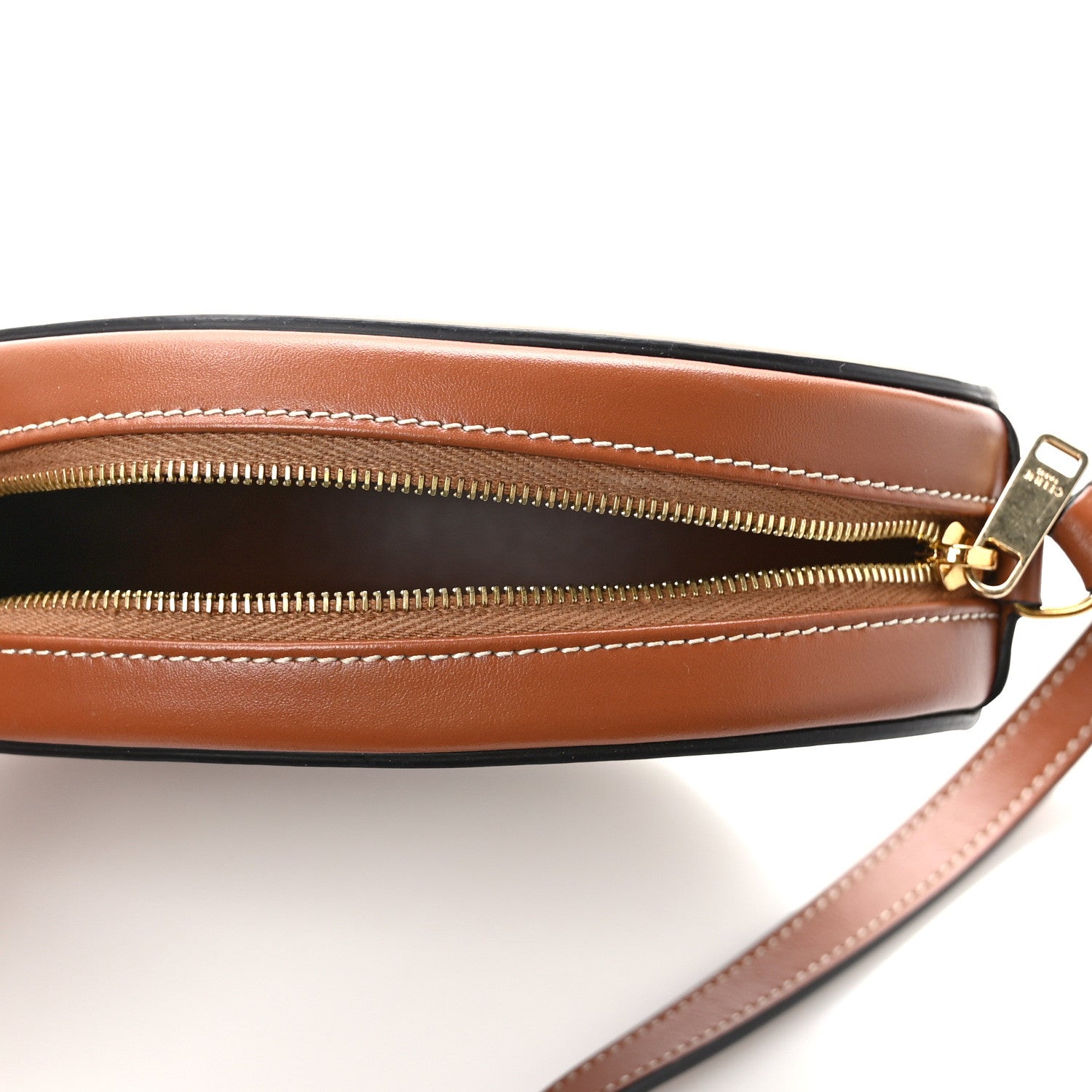 Celine Smooth Calfskin Cuir Small Triomphe Oval Crossbody Purse Tan 5 of 9