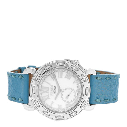 Fendi Stainless Steel Calfskin Diamond Mother of Pearl 37mm Selleria Quartz Watch Blue 2 of 5
